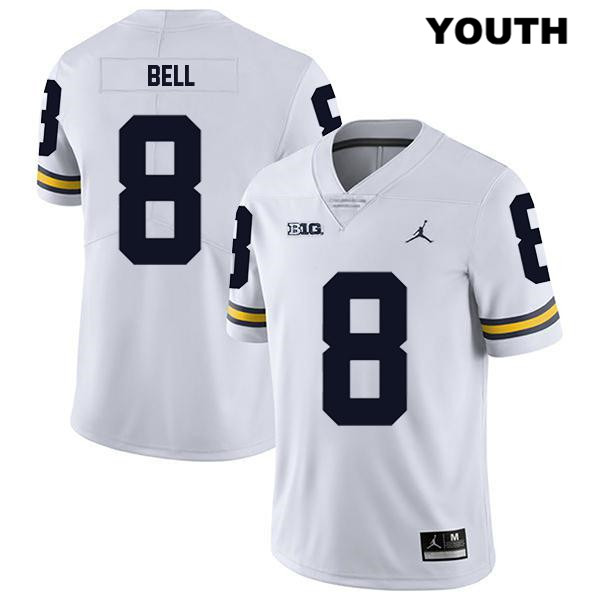 Youth NCAA Michigan Wolverines Ronnie Bell #8 White Jordan Brand Authentic Stitched Legend Football College Jersey ZR25M77NY